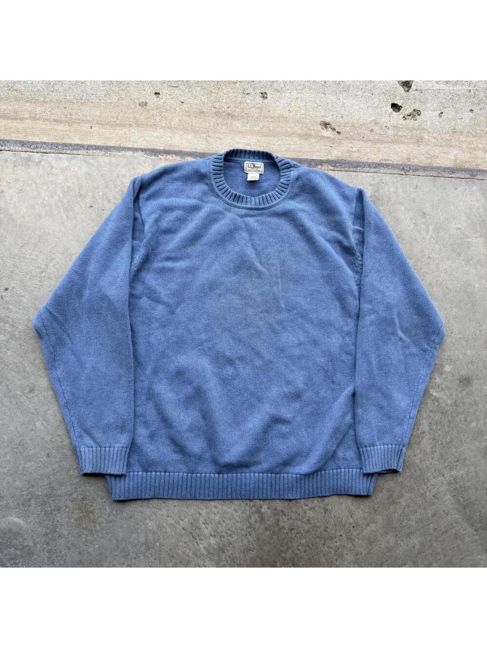Vintage LL Bean Men’s blue knit sweater cotton 2XL